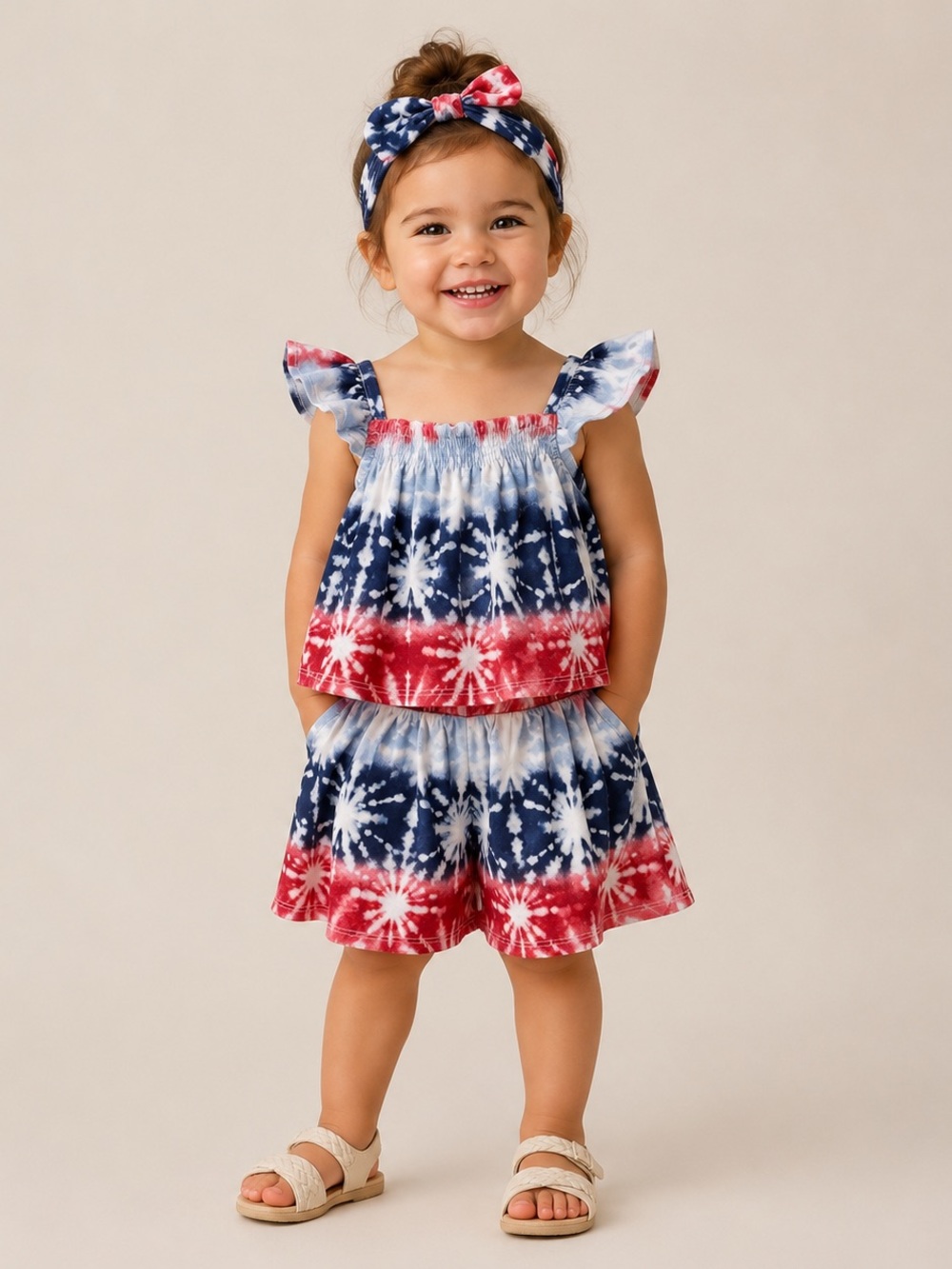 NWOT btween Red, White & Blue Tie-Dye Ruffle Skirt